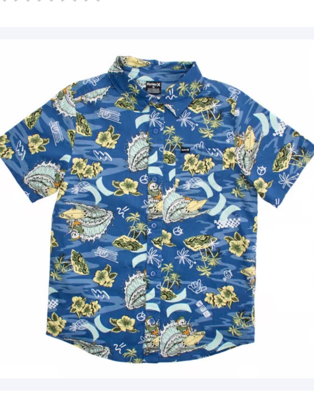 Boys Hurley Short Sleeve Skeleton Surfer Button Down Shirt
